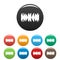 Equalizer beat radio icons set color