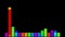 Equalizer in the form of a moving vertical rainbow. Black background