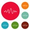 Equalizer melody radio icons circle set vector