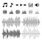 Equalizer, music, sound waves vector icons