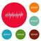Equalizer pulse icons circle set vector