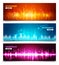 Equalizer sound waves display banners set