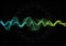 Equalizer vector illustration. Abstract wave icon set for music and sound. Pulsation color wavy motion lines on black