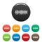 Equalizer wavy radio icons set color