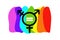 Equally gender symbol icon on multi colors rainbow background for gender equality concept.