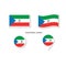 Equatorial Guinea flag logo icon set, rectangle flat icons, circular shape, marker with flags