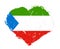 Equatorial guinea flag in stroke brush heart shape on white background