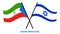 Equatorial Guinea and Israel Flags Crossed And Waving Flat Style. Official Proportion