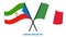Equatorial Guinea and Italy Flags Crossed And Waving Flat Style. Official Proportion