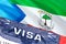 Equatorial Guinea Visa Document, with Equatorial Guinea flag in background. Equatorial Guinea flag with Close up text VISA on USA
