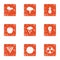 Equatorial position icons set, grunge style