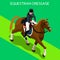 Equestrian Dressage Summer Games Icon Set.3D Isometric Jockey and Horse Sporting Competition.