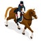 Equestrian Dressage Summer Games Icon Set.Olympics 3D Isometric Jockey and Horse Sporting Competition.Sport Infographic Equestrian