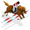 Equestrian Eventing Summer Games Icon Set. Olympics 3D Isometric Jockey and Horse Jump Sporting Competition. Sport Infographic