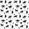 Equestrian horse riding style silhouette seamless pattern. Black on white english fox hunting style. Horseback man and woman gallo