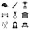 Equestrian icons set, simple style