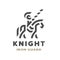 Equestrian knight, linear logo, symbol. Vector illustration.