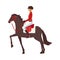 Equestrian sport male rider on horse flat cartoon vector illustration isolated.
