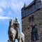 Equestrian statue Archbishop and knight Engelbert I, Graf von Berg, Mediaeval Schloss Burg, Castle Burg, Solingen, Germany