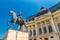 Equestrian Statue of Carol I in Bucharest, Romania. Equestrian Statue of Carol Ion a sunny summer day with blue sky in Bucharest,