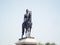 The equestrian statue of King Chulalongkorn Rama V Monument  with blue sky