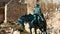 Equestrian statue of Ramon Cabrera at Castell de Morella. Spain