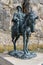 Equestrian statue of Ramon Cabrera at Castell de Morella. Spain