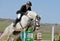 Equestrianism: rider in jumping show