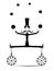 Equilibrist mustache man on two unicycles juggles the balls illustration