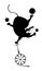 Equilibrist rat or mouse rides on the unicycle and juggles the balls illustration