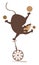 Equilibrist rat or mouse rides on the unicycle and juggles the balls illustration