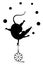 Equilibrist rat or mouse rides on the unicycle and juggles the balls illustration