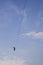 Equilibrist walking on the rope above the Vistula river during Vistula Fest