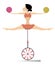 Equilibrist woman balances on the unicycle with the balls illustration