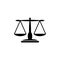 Equilibrium Scale Balance, Justice Libra. Flat Vector Icon illustration. Simple black symbol on white background. Equilibrium