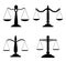 Equilibrium scales. Trading or law scales icons. Vector lawyers scales, compare symbols, balance and balancing signs