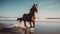 Equine Elegance: Wild Horse Running on the Beach at Sunset