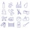 Equipment for baby outline icons set