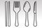 Equipment dining silverware or tableware vector line art icon  spoons, knife, chopsticks and fork on a transparent background