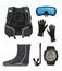 Equipment for diving. Scuba gear and accessories 02