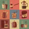 Equipment for making coffee, icons set
