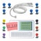 Equipment for making electrocardiogram, wires clips and fasteners, electrocardiography