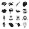 Equipment, medicine, hairdresser and other web icon in black style.