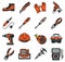 Equipment and outfit of an electrician icons