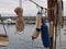equipment in port of Italian fishing town Camogli
