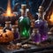 Equipment used to make magic potions for witches on Halloween night