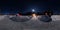 Equirectangular 360 degree panorama of small farm in winter in Lapland