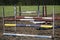 Equitation obstacles and barriers on a training track