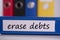 Erase debts on blue business binder