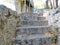 Erased steps of old stone stairs in the park of the Yusupov Palace.